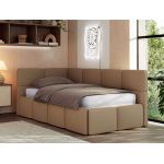 Łóżko młodzieżowe - ARVO 90x200 - brązowy, ekoskóra - strona lewa