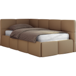 Łóżko młodzieżowe - ARVO 90x200 - brązowy, ekoskóra - strona lewa