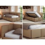 Łóżko młodzieżowe - ARVO 90x200 - brązowy, ekoskóra - strona lewa