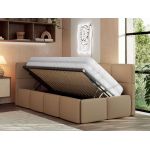 Łóżko młodzieżowe - ARVO 90x200 - materac multipocket - brązowy, ekoskóra - strona lewa