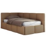 Łóżko młodzieżowe - ARVO 90x200 - materac multipocket - brązowy, ekoskóra - strona lewa