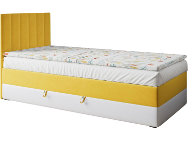 Modne, pojedyncze łóżko jednoosobowe, luksusowe z opcją wyboru materaca i pojemnikiem - LAURA 1 Magic Velvet 2228 / Madryt 920