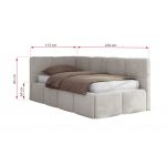 Łóżko młodzieżowe - ARVO 90x200 - materac multipocket - jasnoszary, plusz - strona prawa