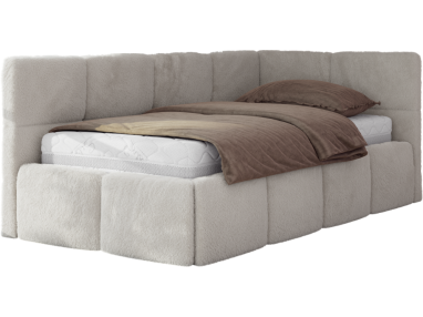 Łóżko młodzieżowe - ARVO 90x200 - materac pocket - jasnoszary, plusz - strona prawa