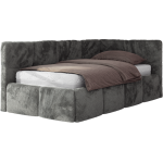 Łóżko młodzieżowe - ARVO 90x200 - materac multipocket - ciemnoszary, plusz - strona prawa