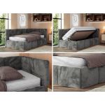 Łóżko młodzieżowe - ARVO 90x200 - materac multipocket - ciemnoszary, plusz - strona prawa