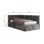 Łóżko młodzieżowe - ARVO 90x200 - materac multipocket - ciemnoszary, plusz - strona prawa