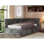 Łóżko młodzieżowe - ARVO 90x200 - materac piankowy - ciemnoszary, plusz - strona prawa