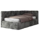 Łóżko młodzieżowe - ARVO 90x200 - materac piankowy - ciemnoszary, plusz - strona prawa