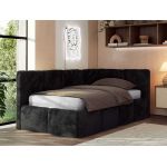 Łóżko młodzieżowe - ARVO 90x200 - materac multipocket - czarny, plusz - strona prawa
