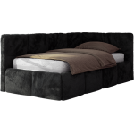 Łóżko młodzieżowe - ARVO 90x200 - materac multipocket - czarny, plusz - strona prawa