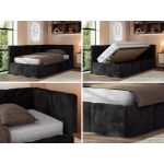 Łóżko młodzieżowe - ARVO 90x200 - materac multipocket - czarny, plusz - strona prawa