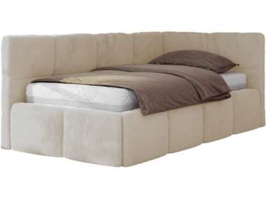 Łóżko młodzieżowe - ARVO 90x200 - materac multipocket - kremowy, plusz - strona prawa