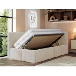 Łóżko młodzieżowe - ARVO 90x200 - materac pocket - kremowy, plusz - strona prawa