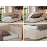 Łóżko młodzieżowe - ARVO 90x200 - materac pocket - kremowy, plusz - strona prawa