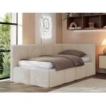 Łóżko młodzieżowe - ARVO 90x200 - materac piankowy - kremowy, plusz - strona prawa