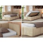 Łóżko młodzieżowe - ARVO 90x200 - beżowy, plusz - strona prawa