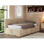 Łóżko młodzieżowe - ARVO 90x200 - materac multipocket - beżowy, plusz - strona prawa