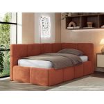 Łóżko młodzieżowe - ARVO 90x200 - materac pocket - pomarańczowy, plusz - strona prawa