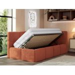 Łóżko młodzieżowe - ARVO 90x200 - materac pocket - pomarańczowy, plusz - strona prawa