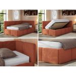 Łóżko młodzieżowe - ARVO 90x200 - materac piankowy - pomarańczowy, plusz - strona prawa