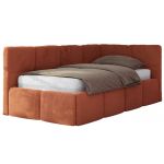 Łóżko młodzieżowe - ARVO 90x200 - materac piankowy - pomarańczowy, plusz - strona prawa