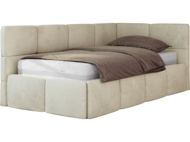 Łóżko młodzieżowe - ARVO 90x200 - beżowy, welwet - strona prawa