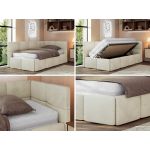 Łóżko młodzieżowe - ARVO 90x200 - beżowy, welwet - strona prawa