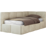 Łóżko młodzieżowe - ARVO 90x200 - materac piankowy - beżowy, welwet - strona prawa