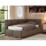 Łóżko młodzieżowe - ARVO 90x200 - materac pocket - brązowy, welwet - strona prawa