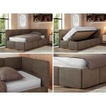 Łóżko młodzieżowe - ARVO 90x200 - materac pocket - brązowy, welwet - strona prawa