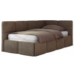Łóżko młodzieżowe - ARVO 90x200 - materac piankowy - brązowy, welwet - strona prawa