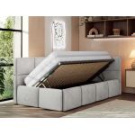 Łóżko młodzieżowe - ARVO 90x200 - materac multipocket - jasnoszary, welwet - strona prawa