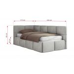 Łóżko młodzieżowe - ARVO 90x200 - materac multipocket - jasnoszary, welwet - strona prawa