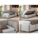 Łóżko młodzieżowe - ARVO 90x200 - materac pocket - jasnoszary, welwet - strona prawa