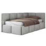 Łóżko młodzieżowe - ARVO 90x200 - materac pocket - jasnoszary, welwet - strona prawa