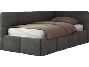 Łóżko młodzieżowe - ARVO 90x200 - ciemnoszary, welwet - strona prawa