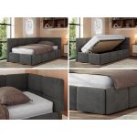 Łóżko młodzieżowe - ARVO 90x200 - ciemnoszary, welwet - strona prawa