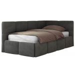 Łóżko młodzieżowe - ARVO 90x200 - materac multipocket - ciemnoszary, welwet - strona prawa