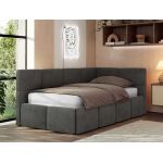 Łóżko młodzieżowe - ARVO 90x200 - materac piankowy - ciemnoszary, welwet - strona prawa