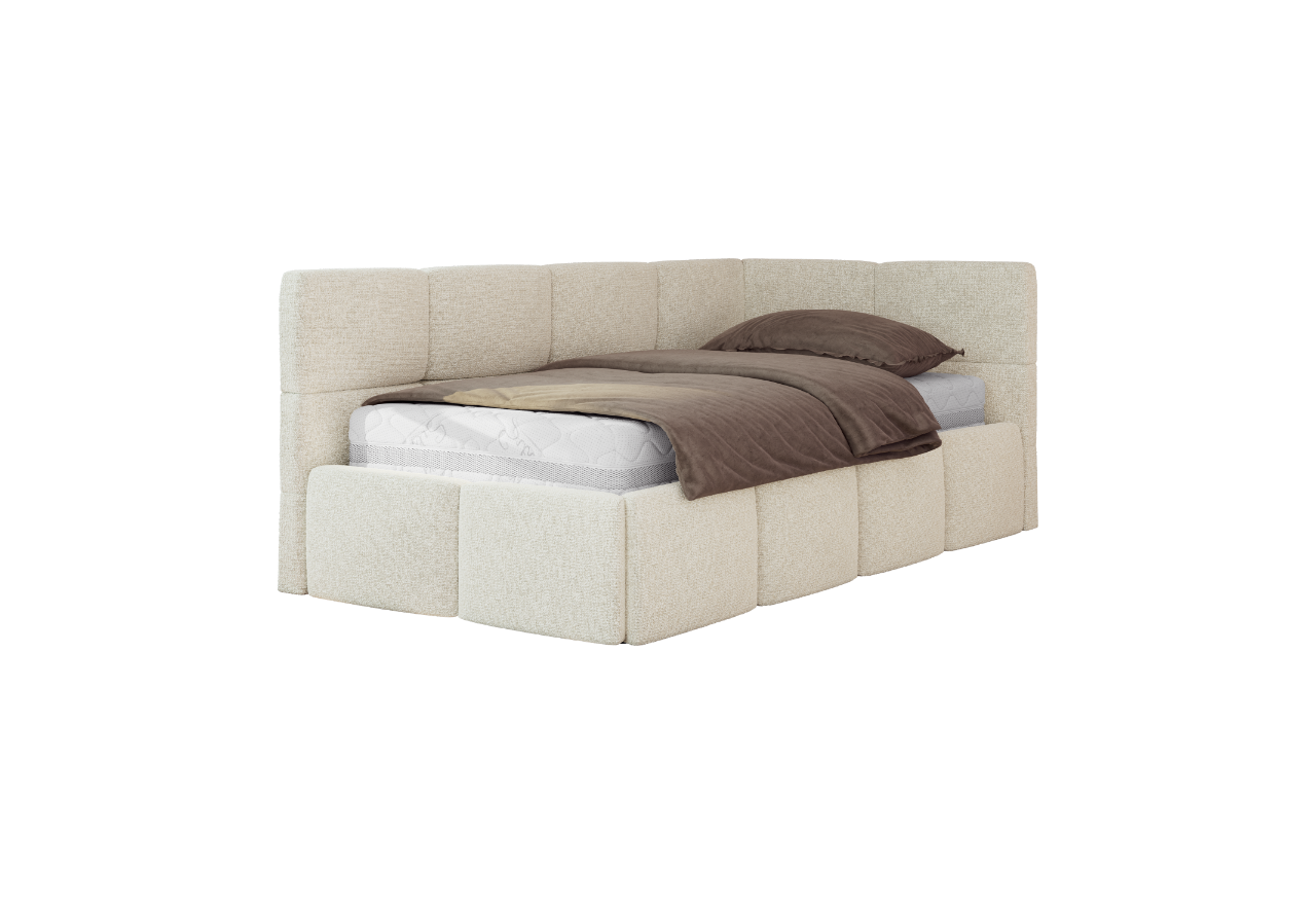 Łóżko młodzieżowe - ARVO 90x200 - kremowy, struktura - strona prawa