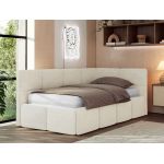 Łóżko młodzieżowe - ARVO 90x200 - materac multipocket - kremowy, struktura - strona prawa