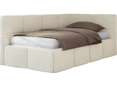 Łóżko młodzieżowe - ARVO 90x200 - materac multipocket - kremowy, struktura - strona prawa