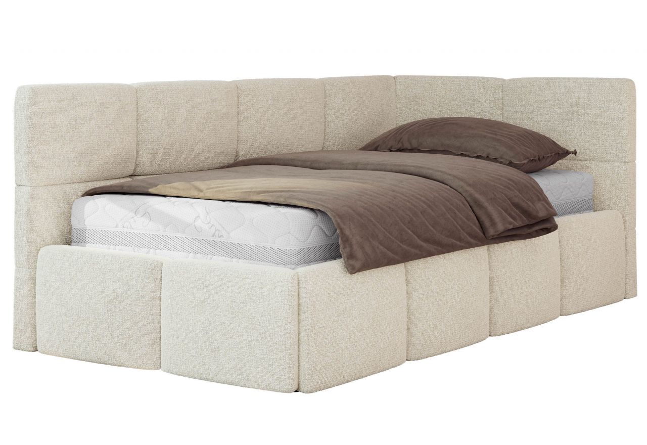 Łóżko młodzieżowe - ARVO 90x200 - materac multipocket - kremowy, struktura - strona prawa