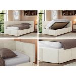 Łóżko młodzieżowe - ARVO 90x200 - materac pocket - kremowy, struktura - strona prawa