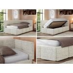 Łóżko młodzieżowe - ARVO 90x200 - materac pocket - beżowy, struktura - strona prawa