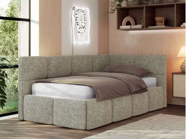 Łóżko młodzieżowe - ARVO 90x200 - szary, struktura - strona prawa