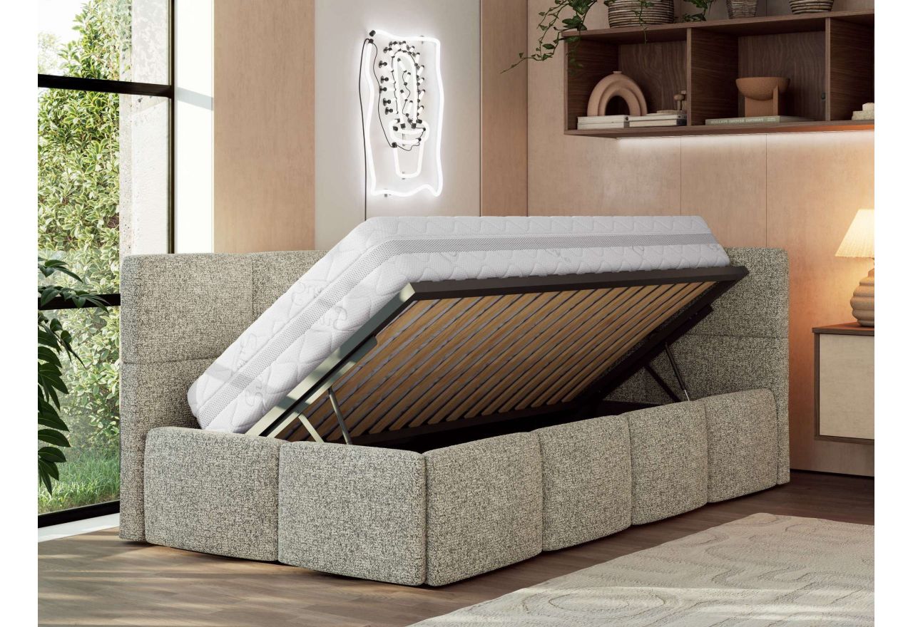 Łóżko młodzieżowe - ARVO 90x200 - szary, struktura - strona prawa