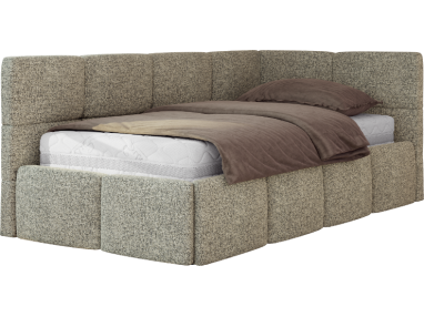 Łóżko młodzieżowe - ARVO 90x200 - materac multipocket - szary, struktura - strona prawa