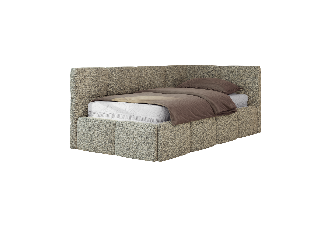 Łóżko młodzieżowe - ARVO 90x200 - materac piankowy - szary, struktura - strona prawa